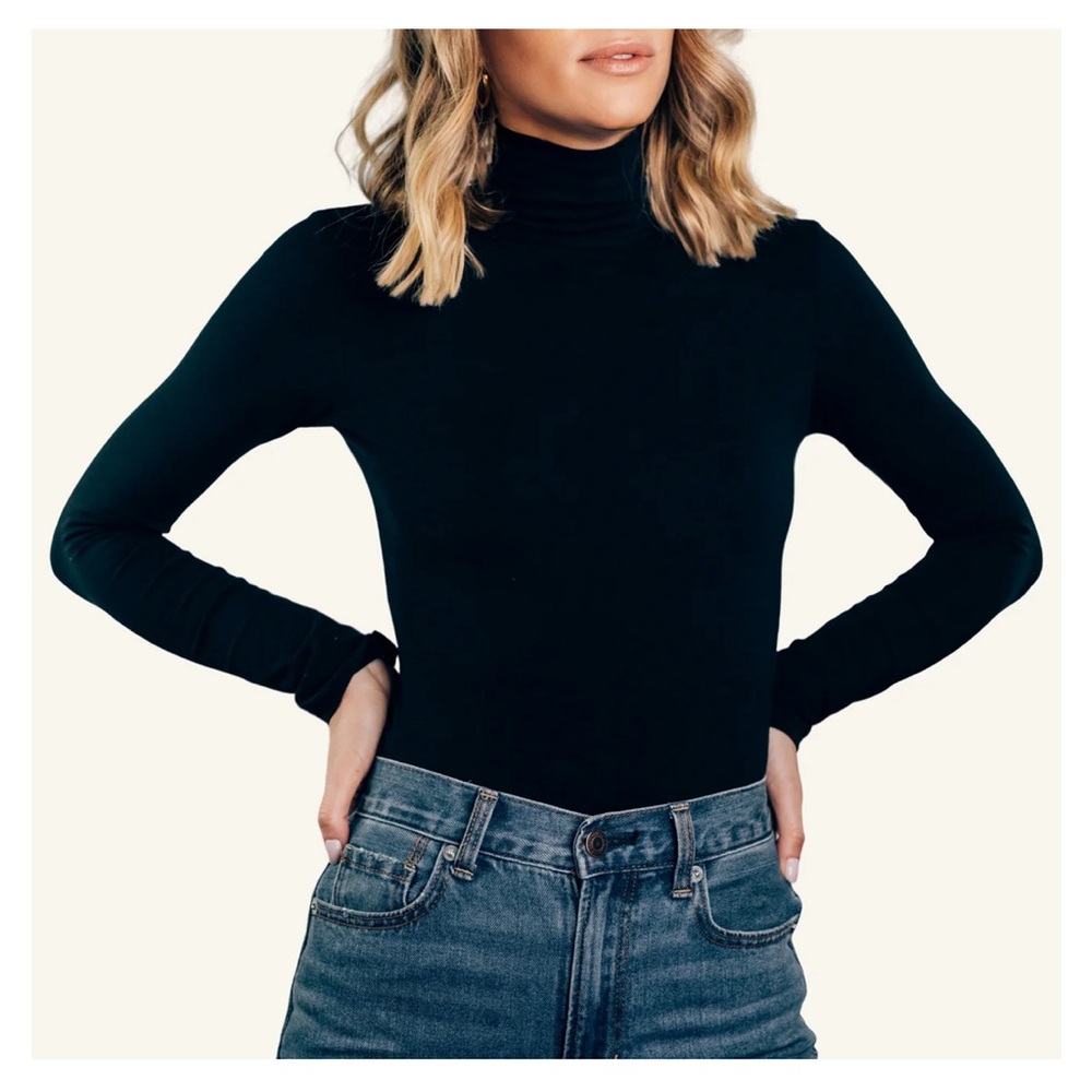 Ambitionist Power Player Turtleneck Bodysuit in Black